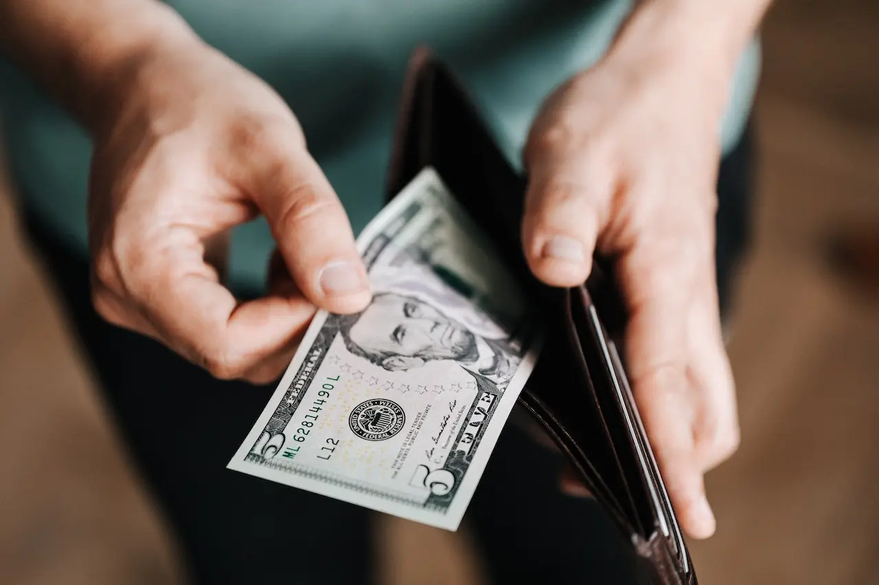 An illustration showing a person choosing between multiple spending options, symbolizing intentionality