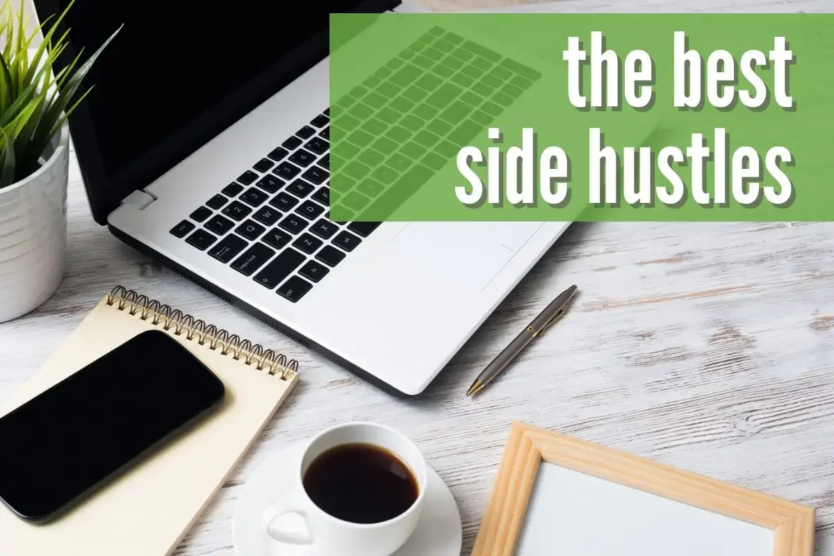 A person working on a side hustle from their laptop at home